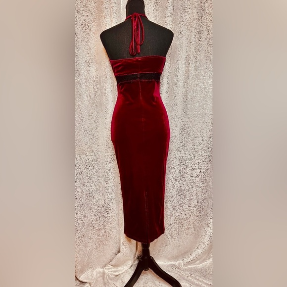 NWT Burgundy/Cranberry velvet and lace slip dress - Picture 3 of 3